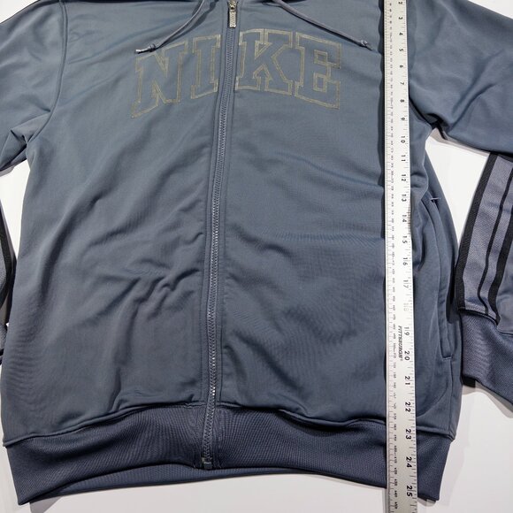 Vintage Nike Men's Full Zip Hooded Sweatshirt Grey Y2K - Size Medium - Picture 9 of 9